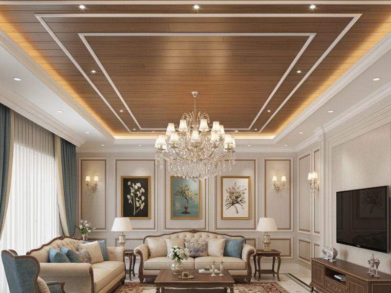 mẫu trần gỗ phẳng đẹp