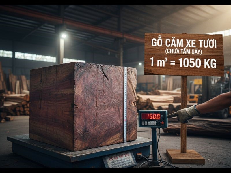 1 khối gỗ căm xe bao nhiêu kg