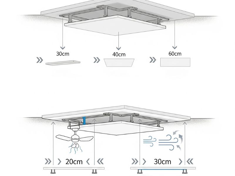 Khoảng cách khung xương trần nhựa nano