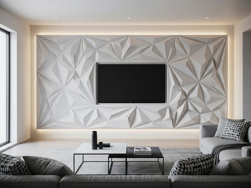 mẫu vách tivi nhựa nano