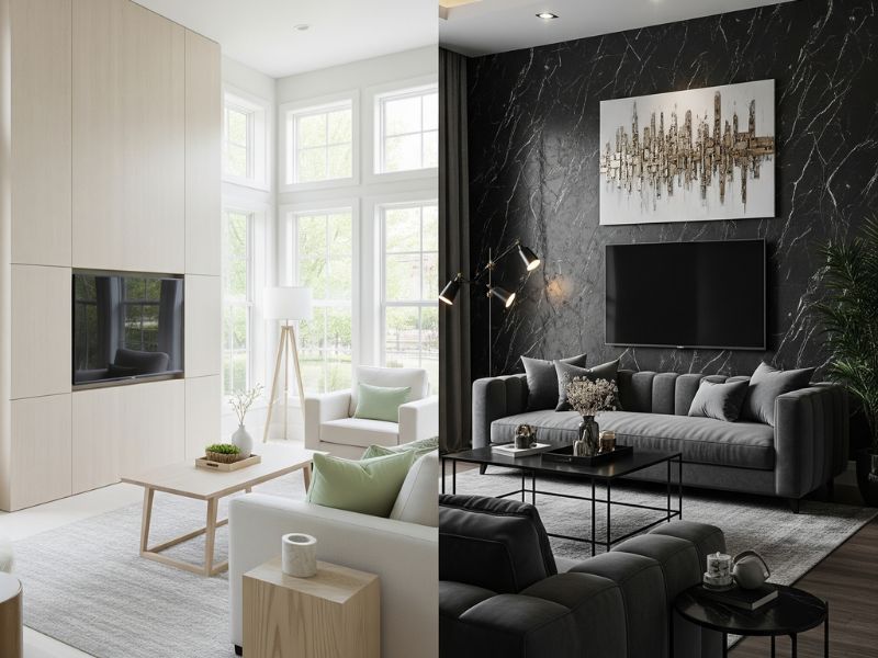 mẫu vách tivi nhựa nano