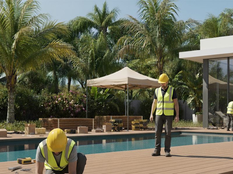 sàn nhựa giả gỗ hồ bơi