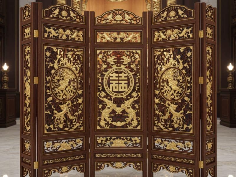 Vách ngăn phòng thờ bằng gỗ công nghiệp