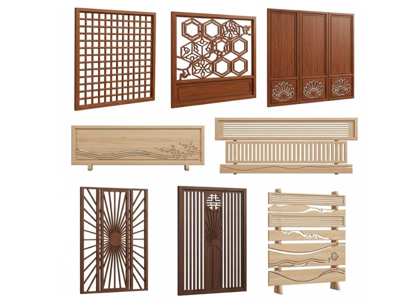 vách ngăn phòng thờ bằng gỗ công nghiệp