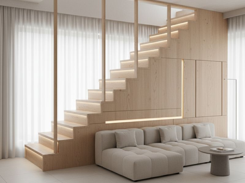 vách ngăn tam cấp phòng khách