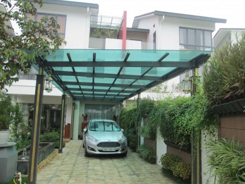 Thiết kế mái che sân trước nhà ống