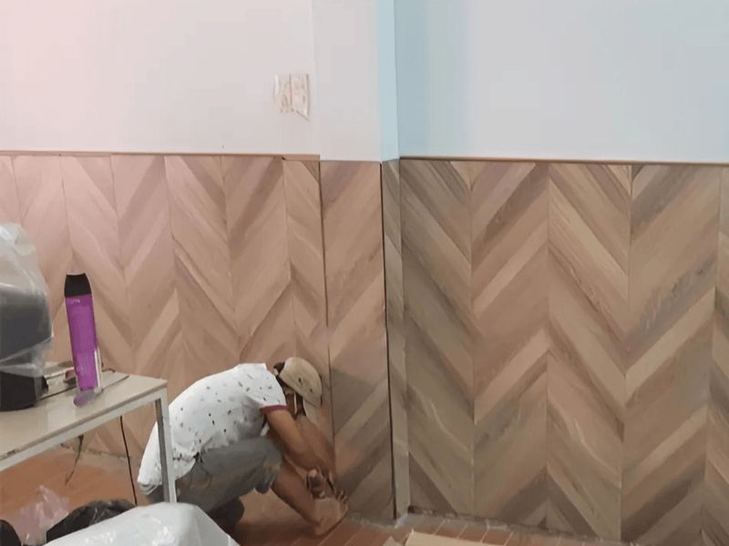 mẫu lamri gỗ ốp tường phòng khách