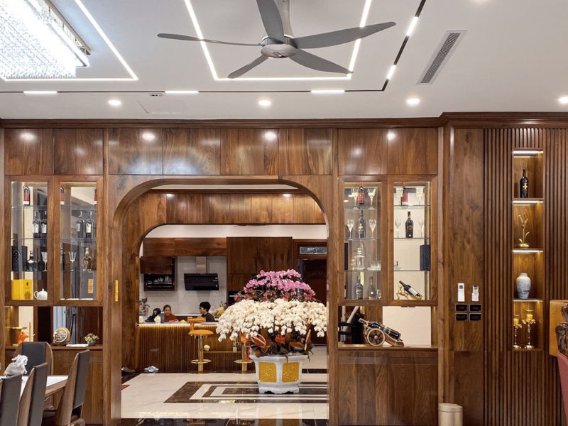 vách ngăn phòng khách và bếp nhà cấp 4