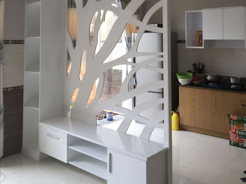 vách ngăn phòng khách và bếp nhà cấp 4