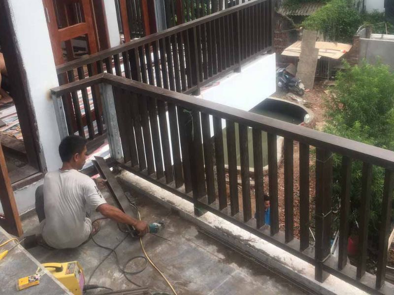 vách ngăn phòng khách và bếp nhà cấp 4