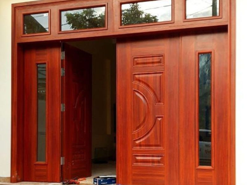 mẫu cửa gỗ 4 cánh đơn giản