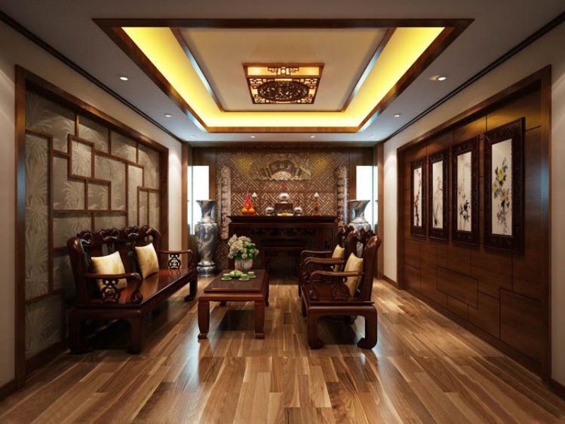 bố trí bàn thờ trong phòng khách nhà ống