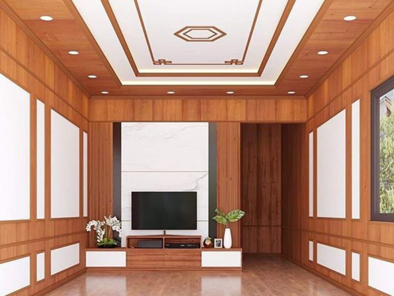 trần nhựa giả gỗ giật cấp