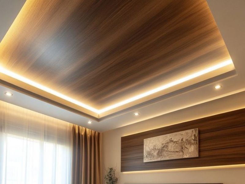 trần nhựa giả gỗ giật cấp