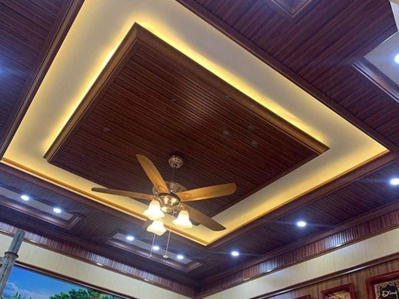 trần nhựa giả gỗ giật cấp