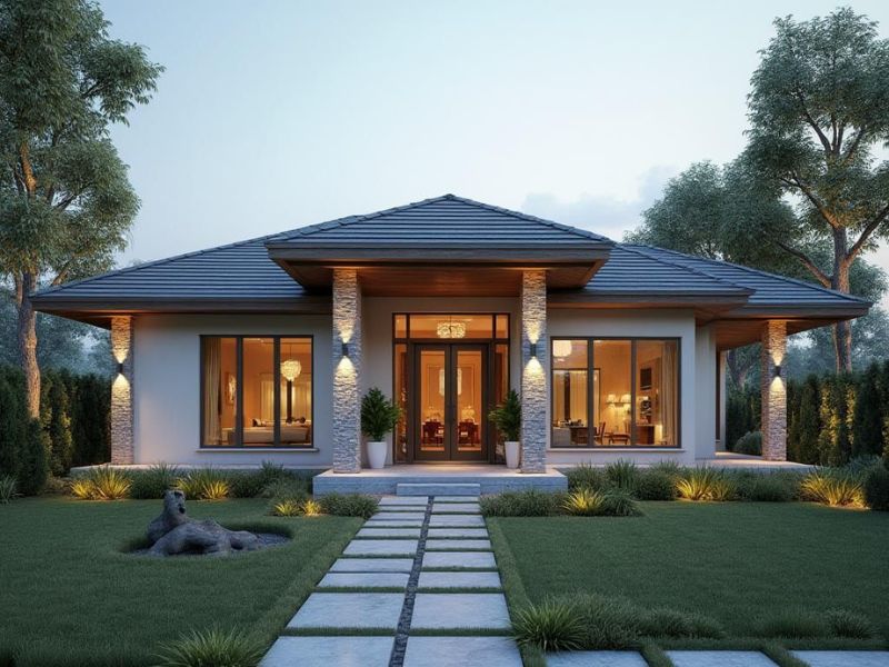 nhà cấp 4 hiện đại có sân vườn