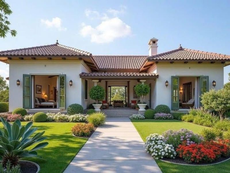 nhà cấp 4 hiện đại có sân vườn