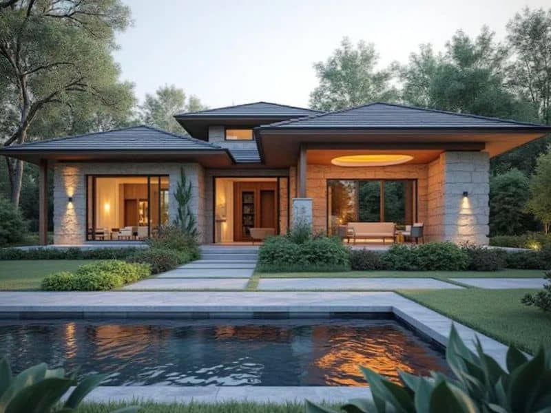 nhà cấp 4 hiện đại có sân vườn