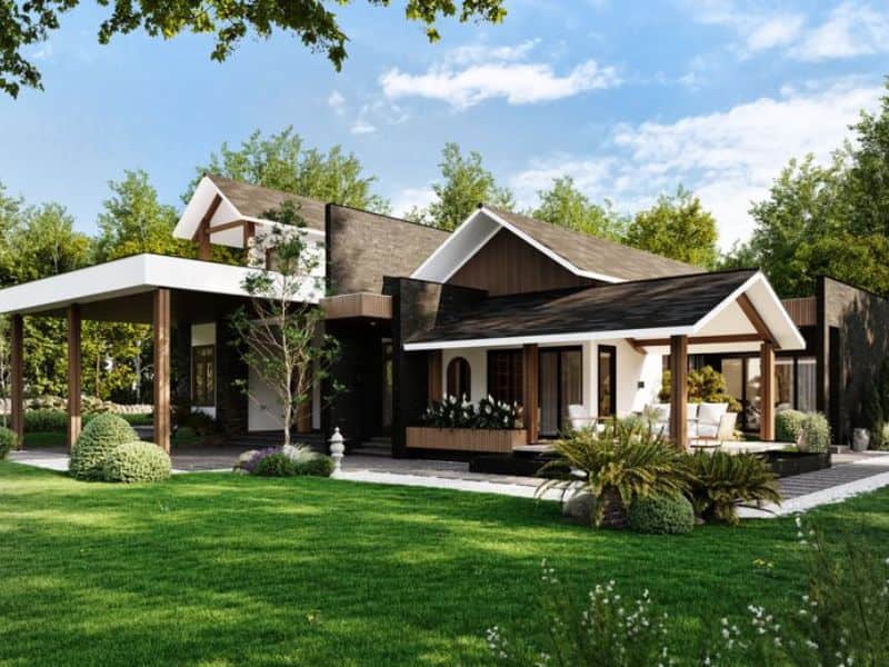 nhà cấp 4 hiện đại có sân vườn