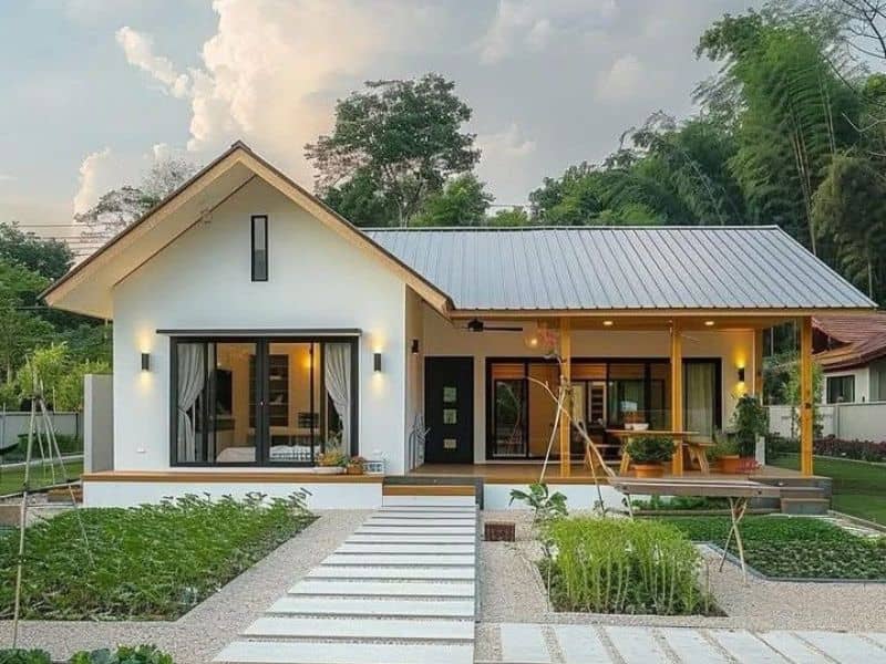 nhà cấp 4 hiện đại có sân vườn