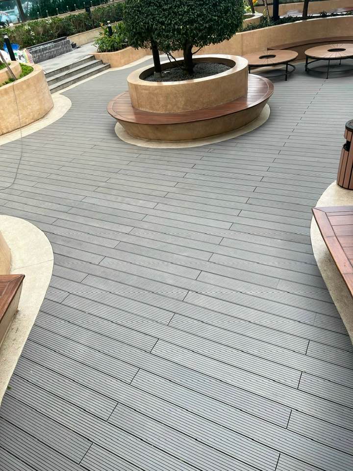 Sàn gỗ nhựa ngoài trời WPC hoàn thiện tại khu cảnh quan