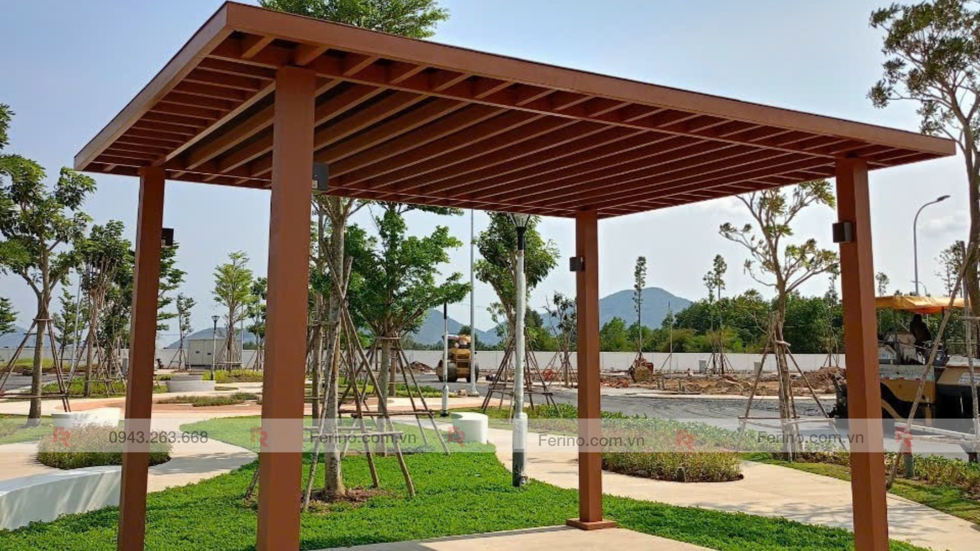 Minh họa AI chi tiết mép mái, máng xối và vách lam của chòi